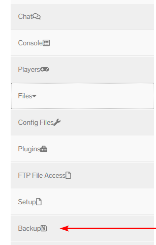 Backup your Minecraft Server on the sidebar of Multicraft