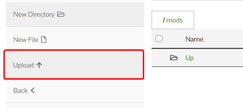 Upload or drag and drop the mod into the folder