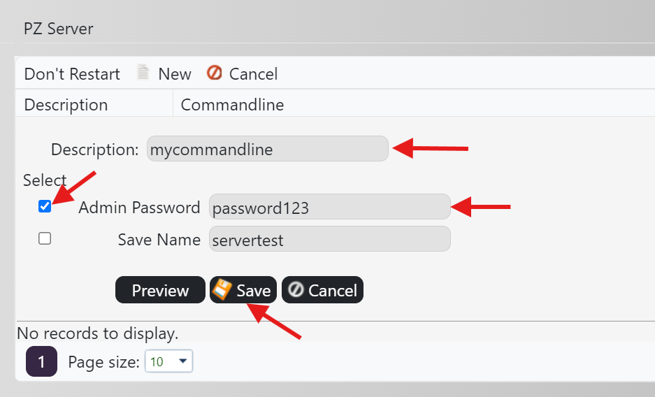 enter your admin password, description and save.