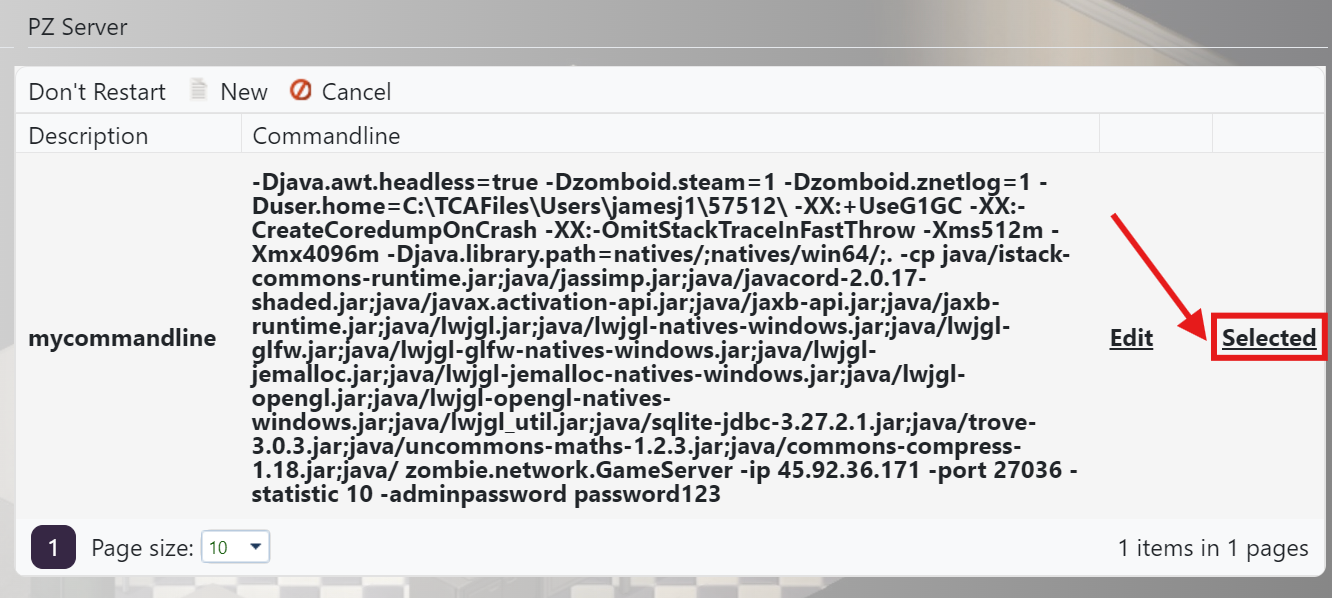 select the command line