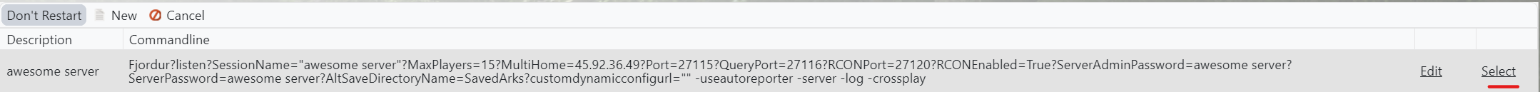select the command line