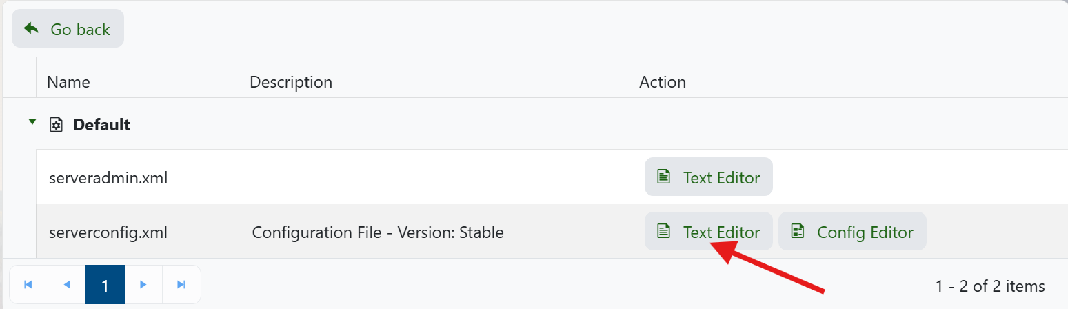 Step 3 - Access the serverconfig.xml file from Configuration Files