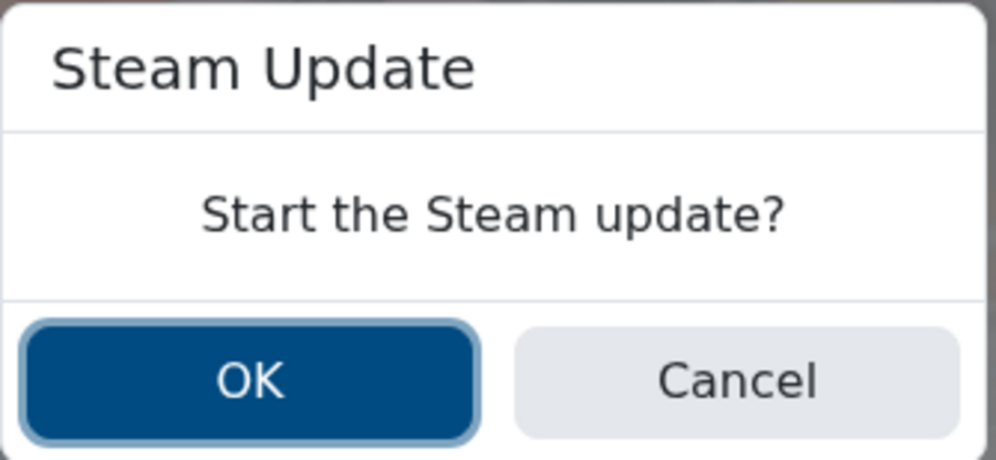 Bekräftelseprompt för Steam Update i TCAdmin