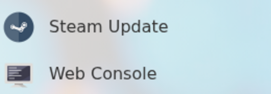 Steam Update-alternativet i TCAdmin-servermenyn