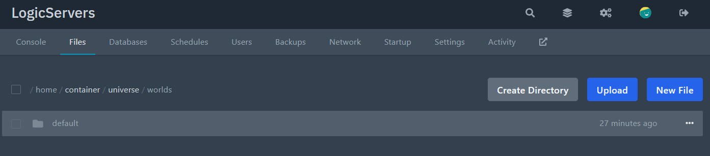 universe/worlds folder showing world folders