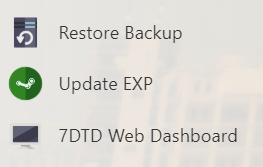 Update EXP button in the TCAdmin service sidebar