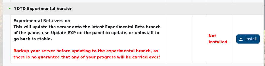 7DTD Experimental install option in Mod Manager