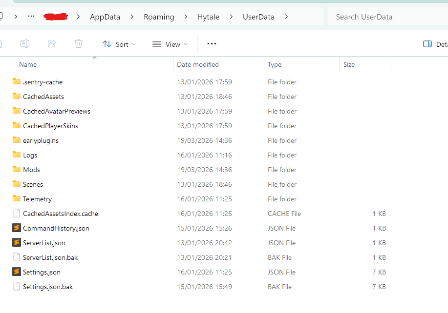 Hytale UserData folder on Windows