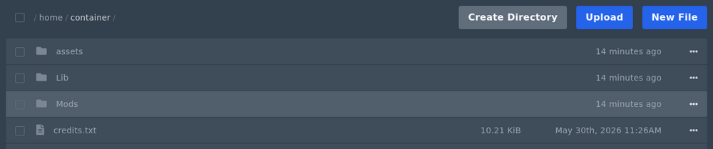 Vintage Story Mods folder in the file manager