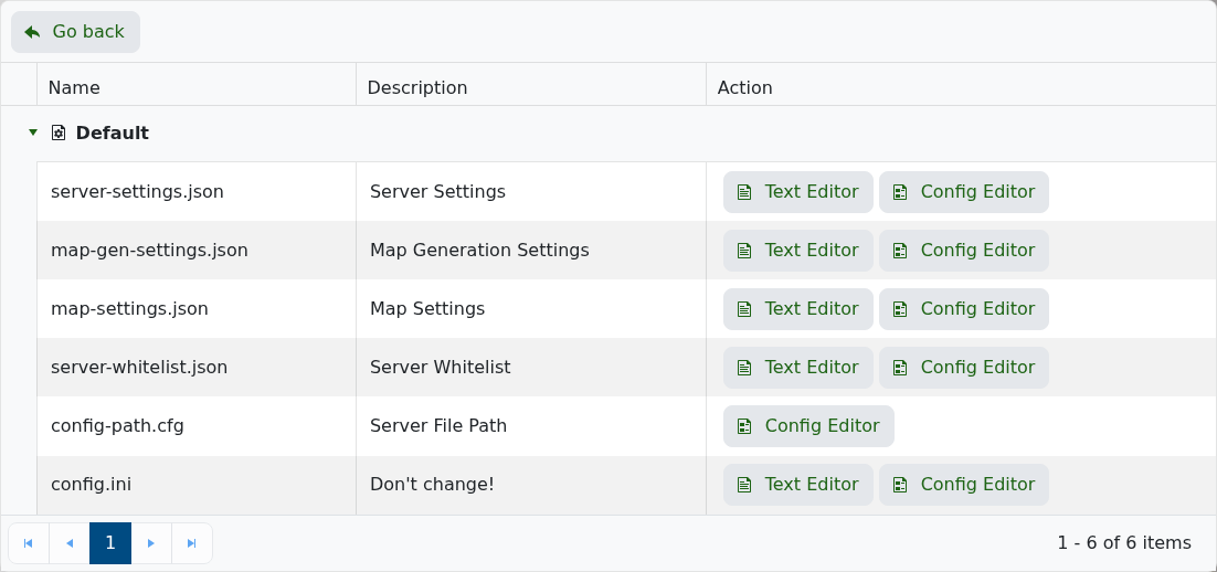 Factorio configuration files in TCAdmin