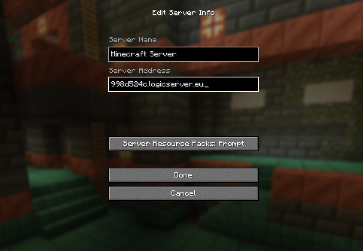 Pixelmon Minecraft server address box