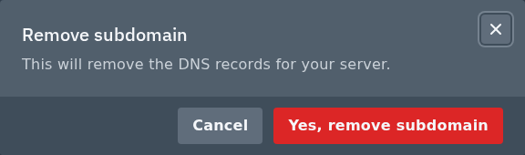 Remove subdomain confirmation on the Ptero panel