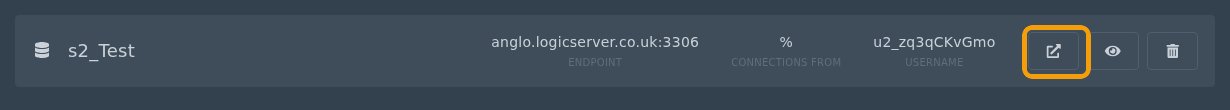 phpMyAdmin button on the Ptero databases page