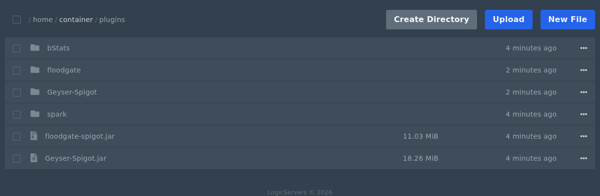 Minecraft plugin jar files uploaded to the plugins folder on Ptero