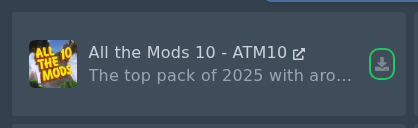 All the Mods 10 install button in the Modpacks installer