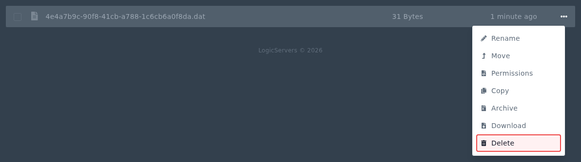 Minecraft UUID playerdata file menu showing the Delete option