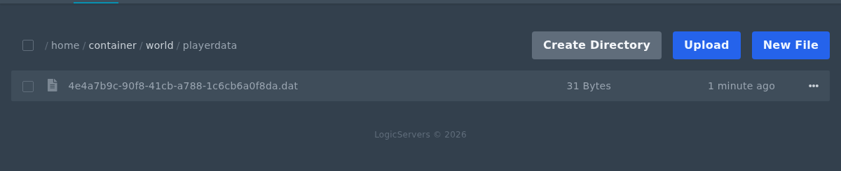 Minecraft playerdata folder showing a UUID dat file
