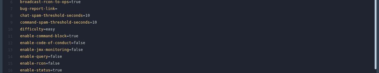 Minecraft server.properties with enable-command-block set to true