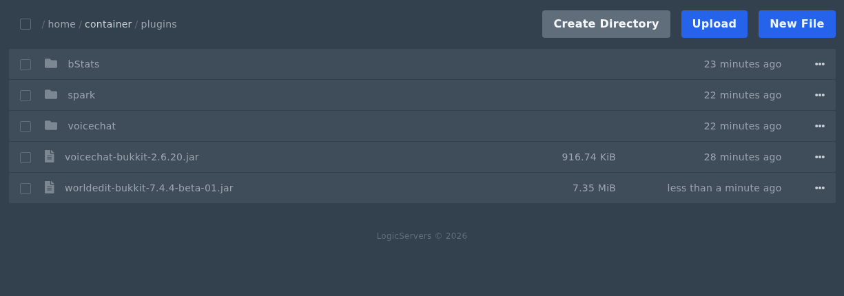 WorldEdit plugin jar uploaded to the plugins folder