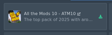 Install icon on a Minecraft modpack card