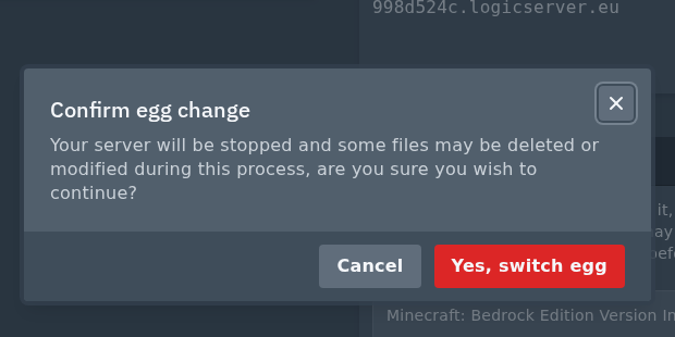 Confirming the switch to the Minecraft Bedrock version installer