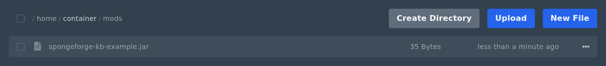 Ptero file manager opened inside the Minecraft mods folder