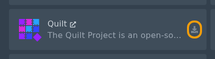Quilt installer card with the install icon highlighted