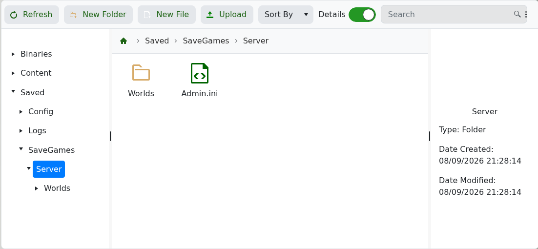 Abiotic Factor Saved SaveGames Server folder in File Manager