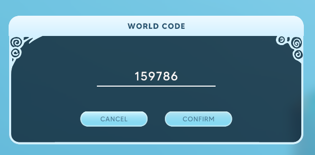 Aloft World Code entry box