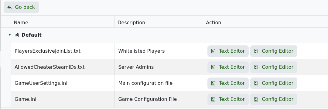 ARK Configuration Files showing GameUserSettings.ini