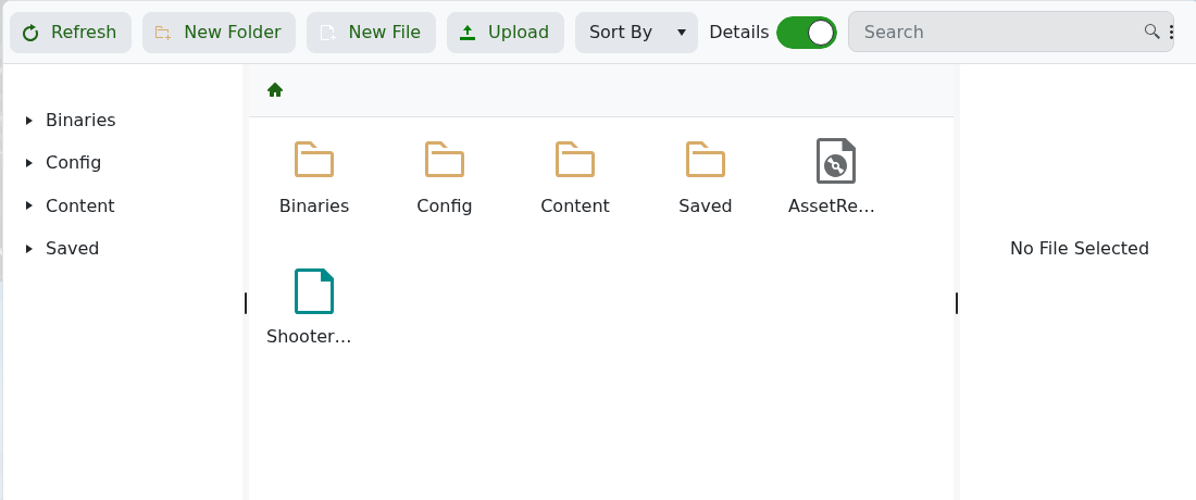 ARK File Manager root showing Saved folder