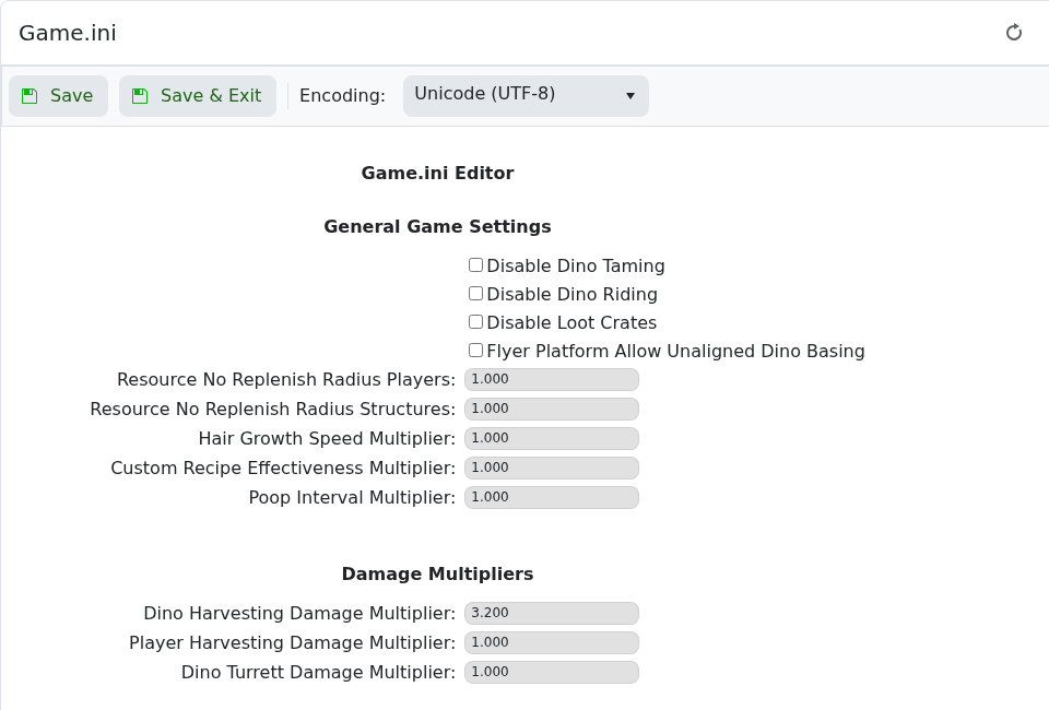 ARK Game.ini Config Editor