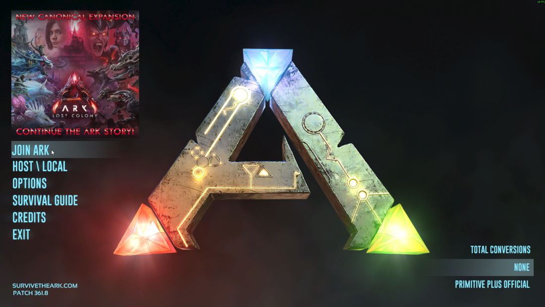 ARK main menu with Join ARK selected