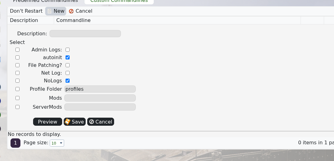 Arma 3 Custom Commandlines New form showing startup options