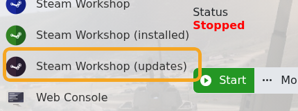 Arma 3 Steam Workshop updates button