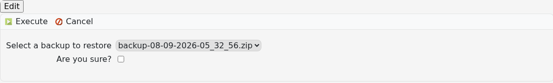 Citadel backup restore selector and confirmation option