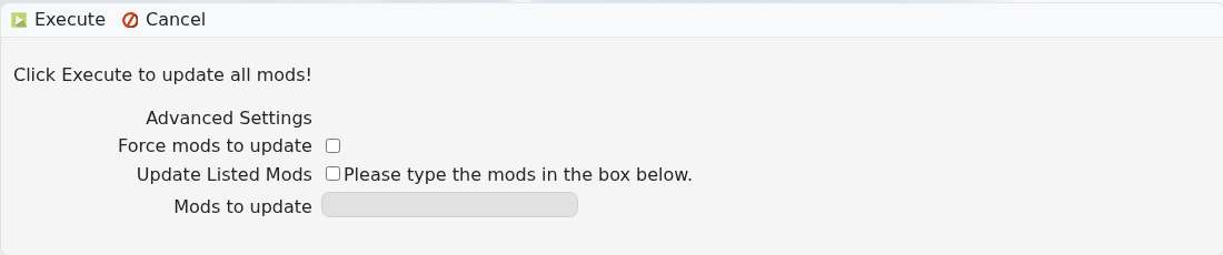 Dark and Light Update Mods form with update-all and listed-mod options