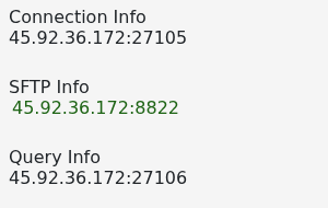 Day of Dragons Connection Info and Query Info addresses