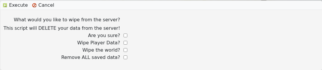 DayZ Wipe Server form showing wipe options