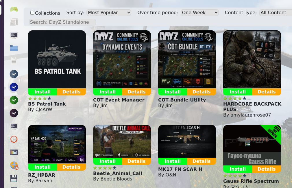 DayZ Steam Workshop page showing installable Workshop mods