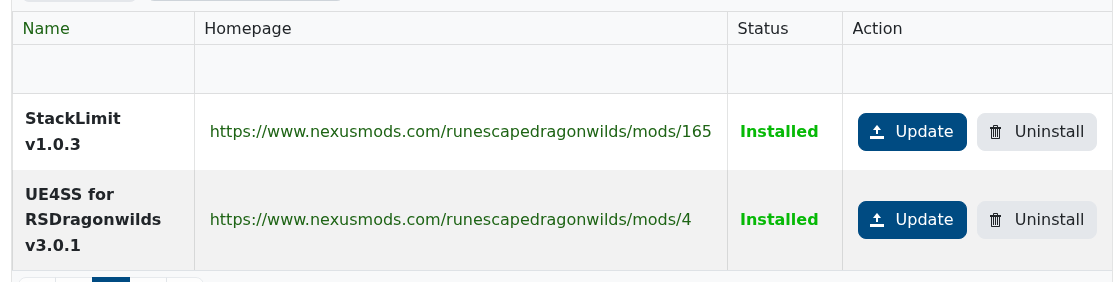 Dragonwilds Mod Manager with installed mods