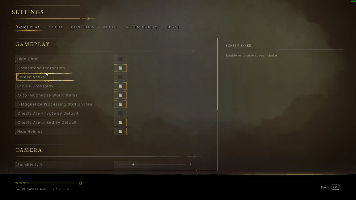 Dragonwilds Settings screen showing My Player ID and the copy icon