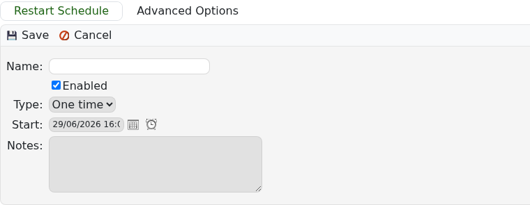 Empyrion Scheduled Tasks restart schedule form