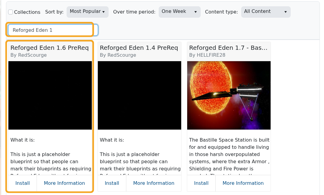 Empyrion Steam Workshop search for legacy Reforged Eden
