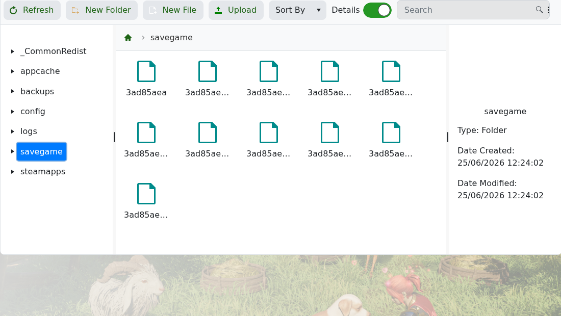 Enshrouded File Manager showing savegame files