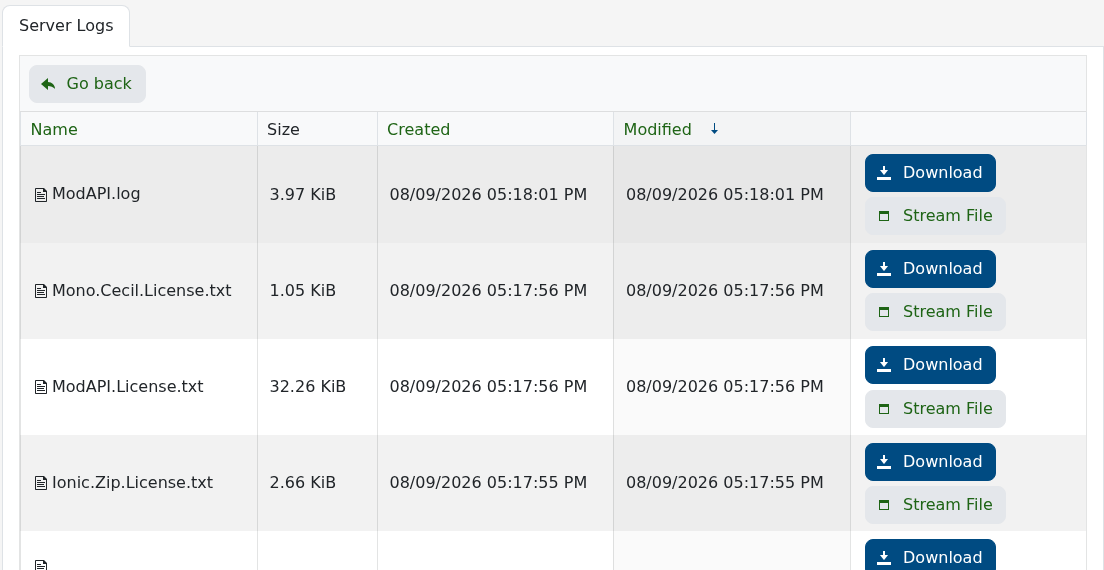 The Forest Log Viewer containing game and ModAPI logs