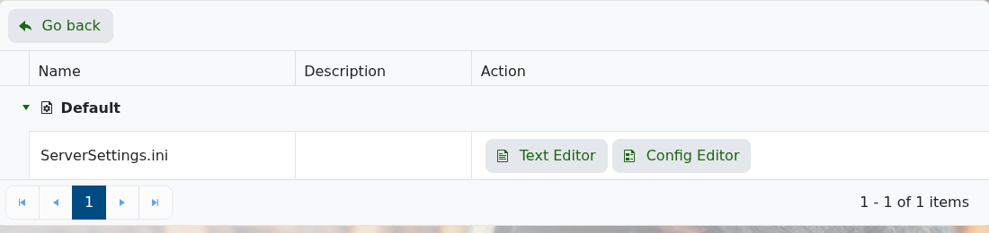Icarus Configuration Files page showing ServerSettings.ini