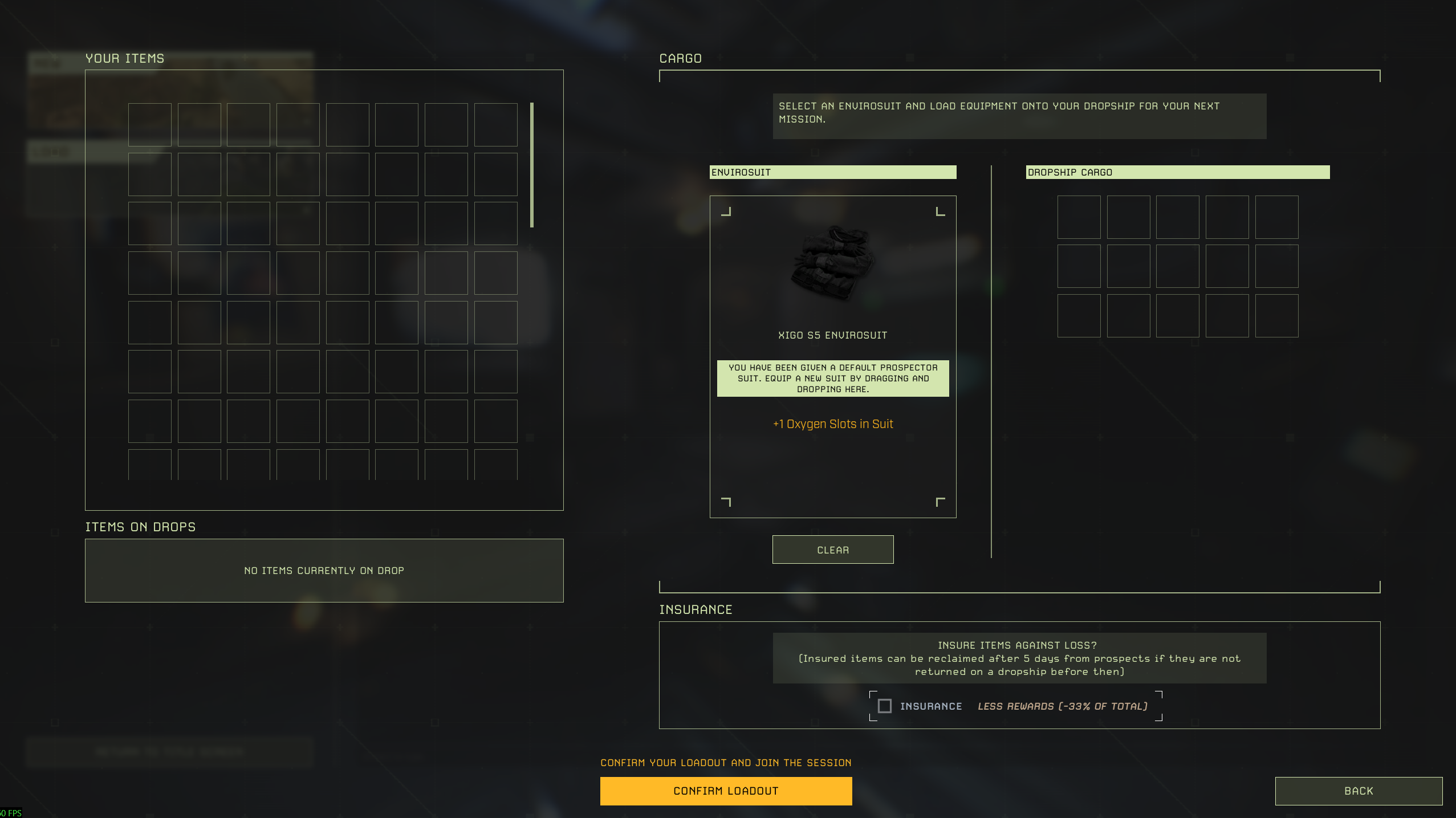 Icarus loadout screen showing Confirm Loadout