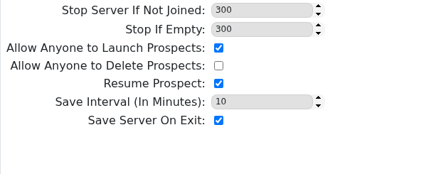 Icarus prospect settings in ServerSettings.ini