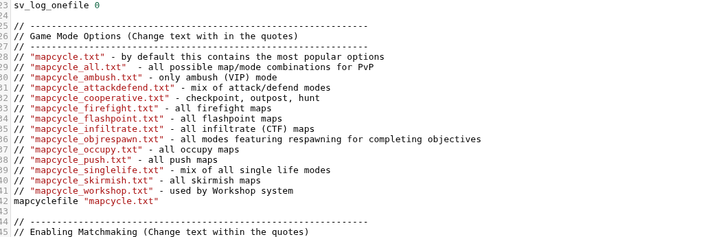 Insurgency server.cfg map cycle file options